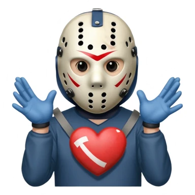 Jason Voorhees, looking cute, heart gesture with hands sticker