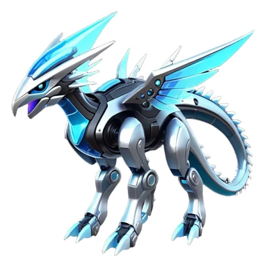  Epic legendary rare glowing mechanical Shiny sparkly transparent bioluminescent luminescent vibrant bright pastel dark exotic iridescent colorful gradients futuristic modern metallic glossy glittery fantasy-cyber-Fakémon-Vernid-Dialga-Palkia-mecha-creature sticker