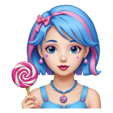 candy girl from candyland blue pink mixed hair sticker