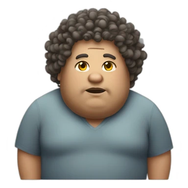Fat man with big curly hair sticker