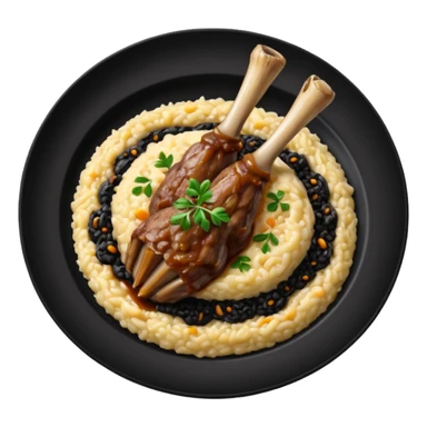 Lamb Shanks with Risotto Nero on a black plate sticker