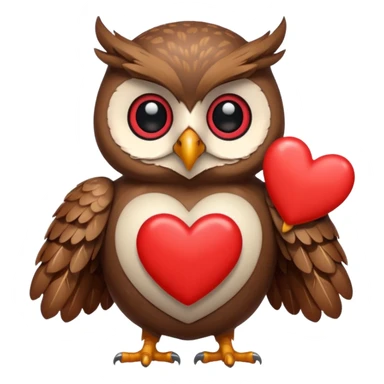 Owl holding hearts sticker