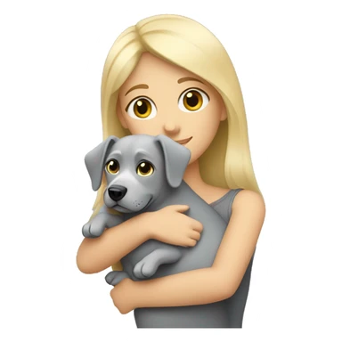 Blonde girl hugging grey dog sticker