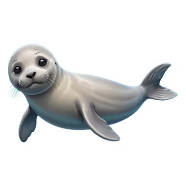 A 3D cartoon seal swimming with visible flippers, calm blue water, soft sunlight, Memoji-style realism. sticker