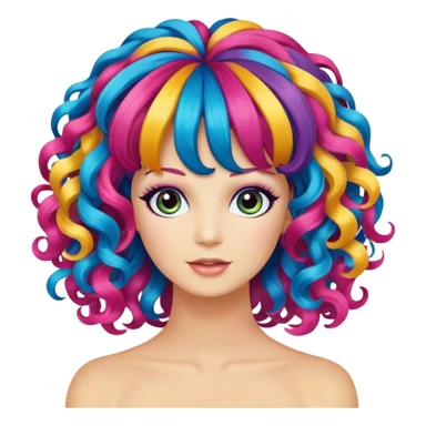 curly colorful party wig sticker