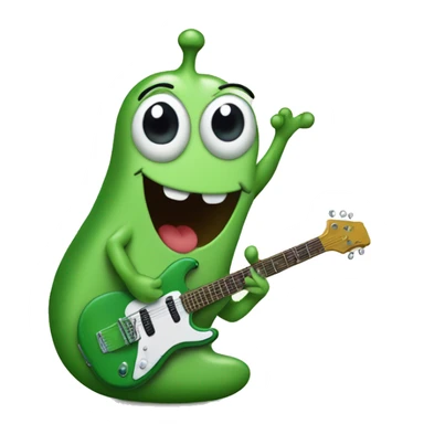 Happy green slug playing electric guitar sticker