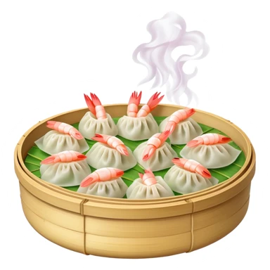 Bamboo steamer of shrimp dumplings  sticker