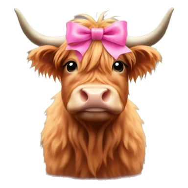 cute highland cow with pink bow on head sticker