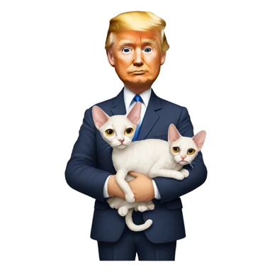 Donald trump holding a Devon Rex cat in his arms sticker