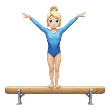 girl gymnast with blonde hair and blue eyes, balancing on a beam sticker