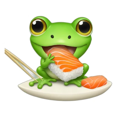 Cute Baby frog eating sushi sticker