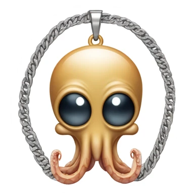 iOS squid emoji with angry eyebrows but facing straight forward, with diamond Cuban chain with diamond “AAA” pendant, holding a joint with smoke in a tentacle sticker