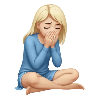 sobbing on knees sticker