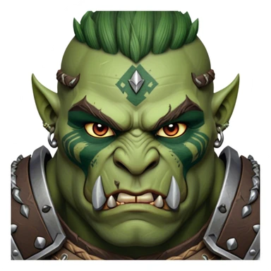 Cinematic Realistic WoW Orc Warrior Portrait, depicted with battle-scarred, rugged green skin and a powerful, muscular build that radiates primal strength. Clad in intricately detailed tribal armor accented with dark leather and iron embellishments in deep, earthy tones, his fierce eyes and determined expression exude honorable might. Rendered with lifelike texture and dramatic natural lighting, high shine, noble and formidable, capturing the essence of a legendary orc champion. sticker