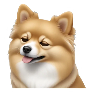 sleeping pomeranian-spitz mix light brown and white with gray ears sticker