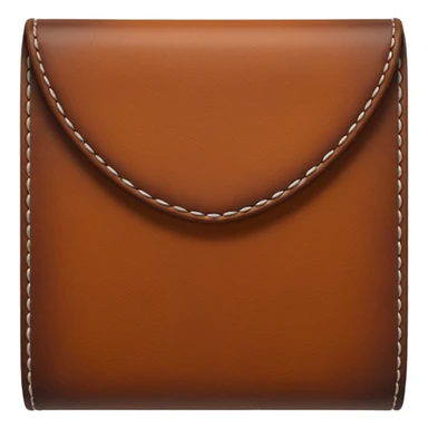 A 3D Apple-style emoji of an industrial leather material, shown as a neatly folded or rolled sheet of dark brown leather with visible texture and stitching details, giving a modern and manufactured look, clean and simple design, no background sticker