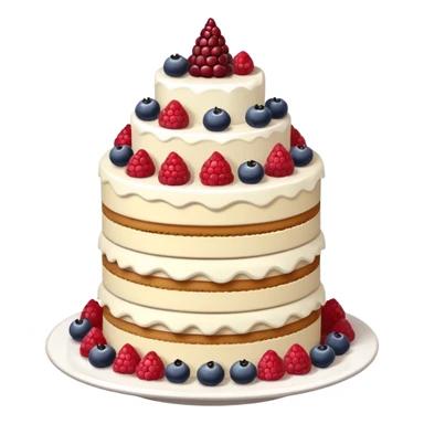 A layered tower of desserts with frosting sticker