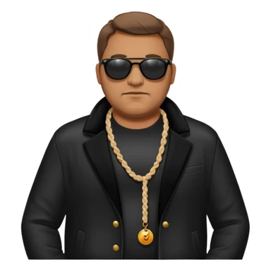 emoji of a bouncer, large man with sunglasses, black jacket, standing at a velvet rope sticker
