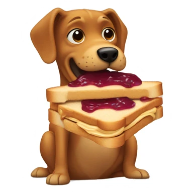 Dog eating peanut butter and jelly sandwich  sticker