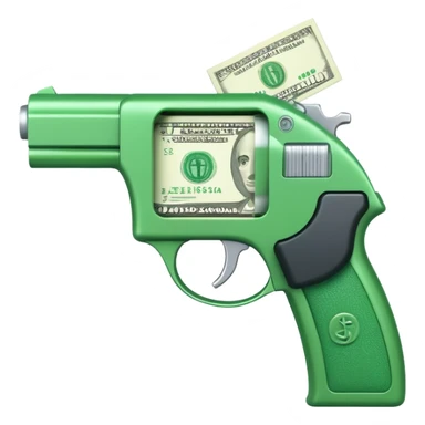 cash gun shooting dollar bills sticker