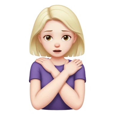 girl crossing her arms grabbing her neck while crashing out sticker