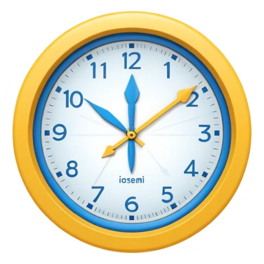: A round clock face showing a neutral time. Around the clock, two curved arrows forming a circle, symbolizing flexibility and adaptability of working hours. Minimal details, rounded shapes, flat bright colors, consistent with standard emoji design. sticker