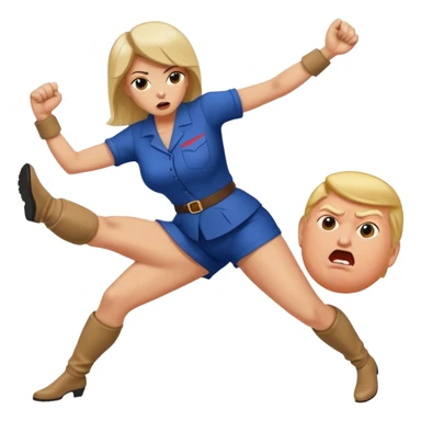 woman kicking donald trump in the testicles sticker