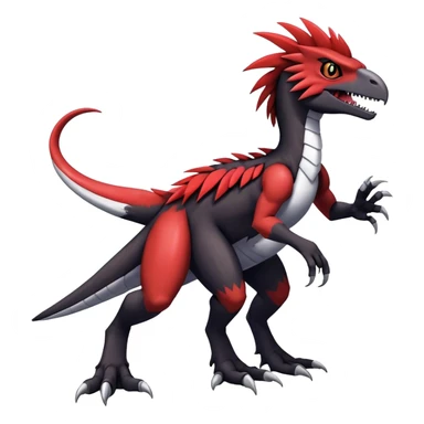 Dark Furry feather-mane Cool Edgy shiny Digimon-Fakemon-Guilmon-Velociraptor-Dinosaur-Drake full body   sticker