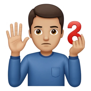 man frowning holding up numbers 6 in left hand and 7 in right hand sticker