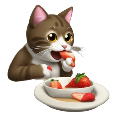 Gato comiendo una fresa  sticker