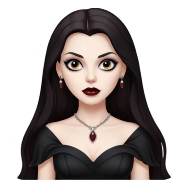 Vampira with long dark brown hair sticker