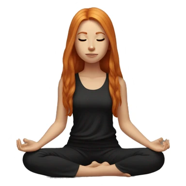 Aesthetic Ginger girl straight hair in black fit full body meditating  sticker