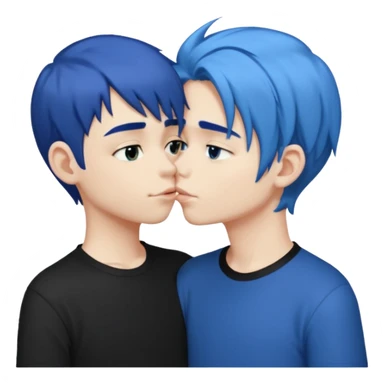 Loving dark Blue hair kissing blue hair boy both wearing black shirts sticker