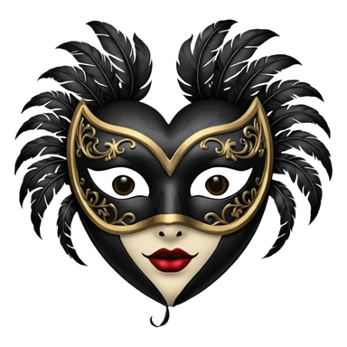 goth heart with a dark masquerade mask sticker