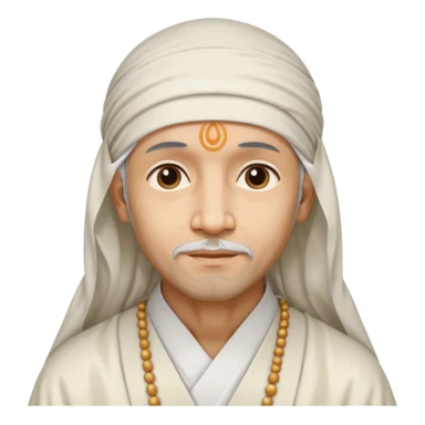 Saint Shirdi Sai Baba, serene expression, white robe, headscarf, gentle smile, spiritual aura sticker