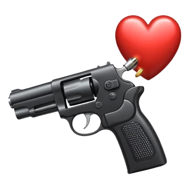 Black hand gun shooting a heart bullets out of the tip  sticker