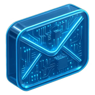 digital email icon with blue LED glow modern tech look sticker