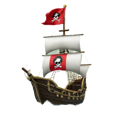 Pirate ship floating in water with the portuguese flag sticker