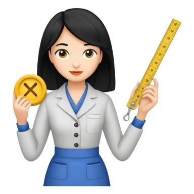 tailor woman holding measure black hair sticker