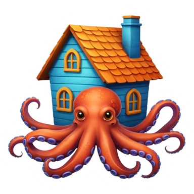 a octupus with a house on the back sticker