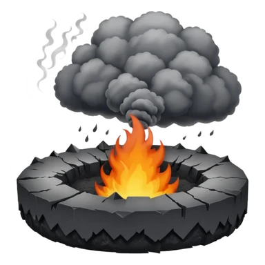 A smoking crater releasing dark ash clouds. sticker