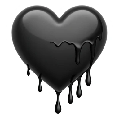 black ink heart emoji with ink streaks, isolated on white background, grung sticker