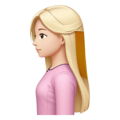 girl in light pink clothes, blonde with long straight hair, side view, variation 2 sticker
