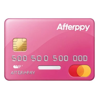 pink big afterpay word on a credit card sticker