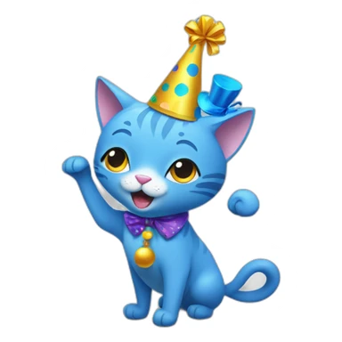 blue dancing cat with a party hat sticker