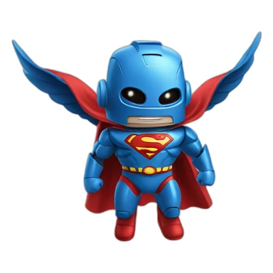 robot flying disguised as superman sticker