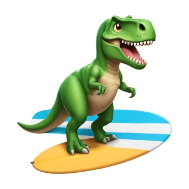 T rex holding a surfboard  sticker