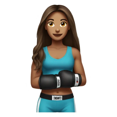 à beatiful long hair brunette with boxer gloves sticker