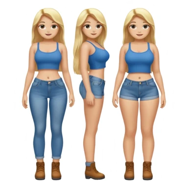 curvy body teen girl huge ass with super short jeans no shirt no bra blonde full body long hair sticker