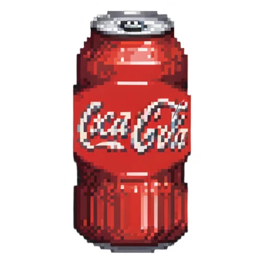 pixel art Coca Cola can with classic logo sticker